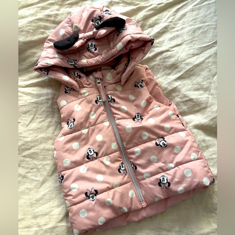 H&M Pink Polka Dot Minnie Mouse Hooded Vest